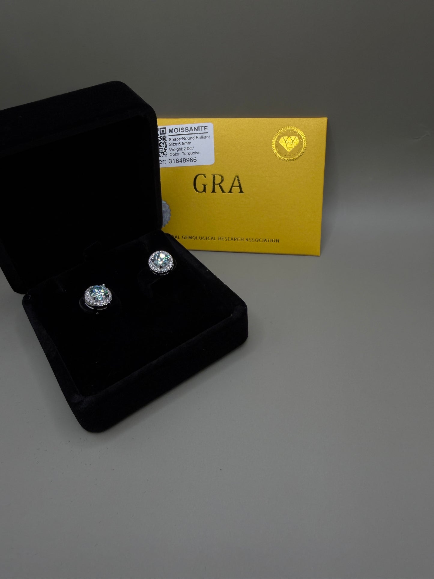 Certified Moissanite Halo Stud Earrings – Round Cut | GRA Certified | Nickel-Free Alloy